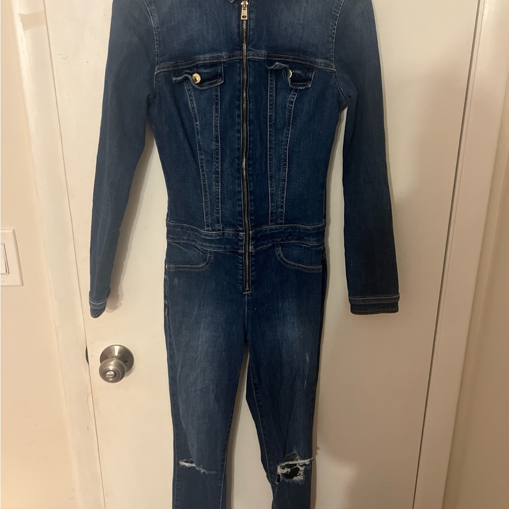 Guess Blue Denim Jacket with Zipper